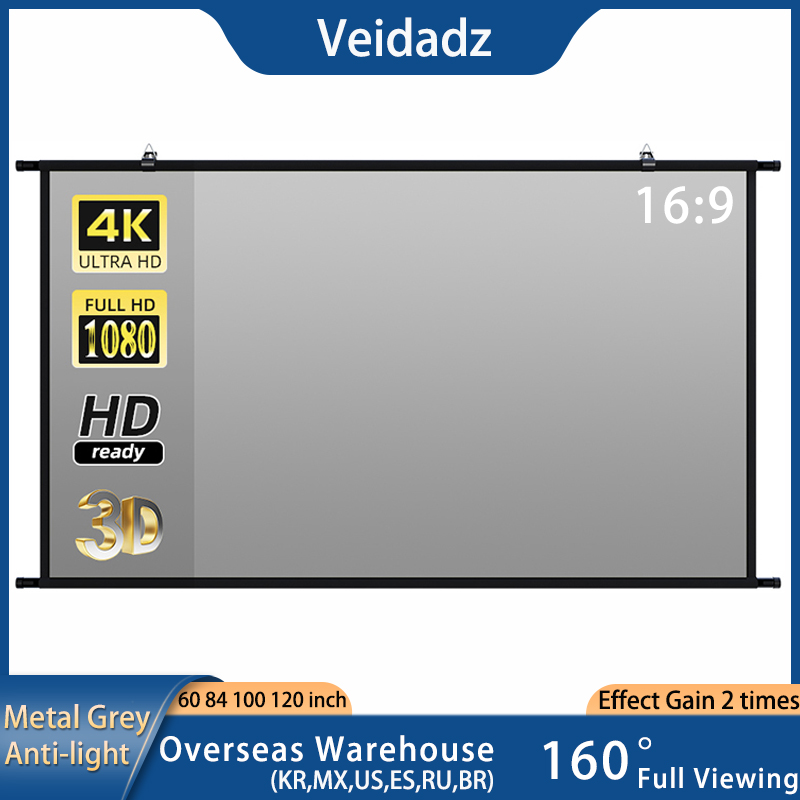 Tela de projetor VEIDADZ monta - Projector Screen 100 Inch avaliação e preço