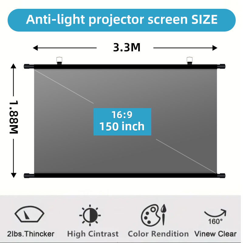 Tela de Projeção Anti-Luz de 1 - Projector Screen 100 Inch avaliação e preço
